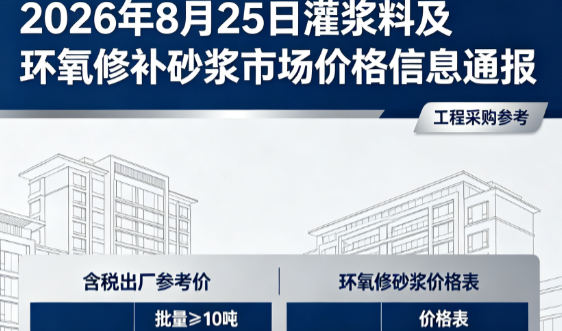 荔波2026年8月25日灌浆料及环氧修补砂浆市场价格信息通报